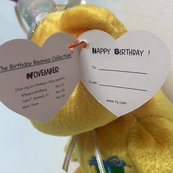 Ty Beanie Babies November Birthday Bear - Yellow w/Tags, 2002 - Picture 6 of 9